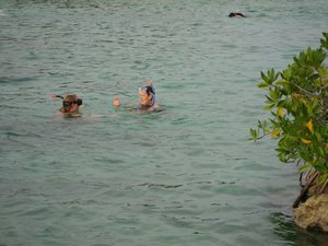 Karin and I snorkelling in Yalku lagoon