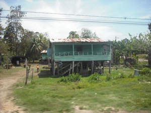 Typical stilt houses on the road