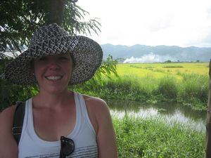 Kristin at the rice paddy