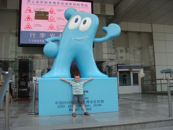 William with 'HaiBao' the Expo 2010 mascot