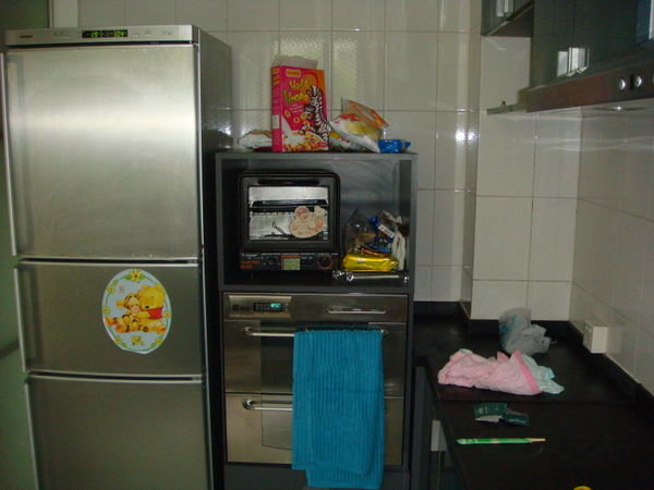The large fridge and tiny oven!
