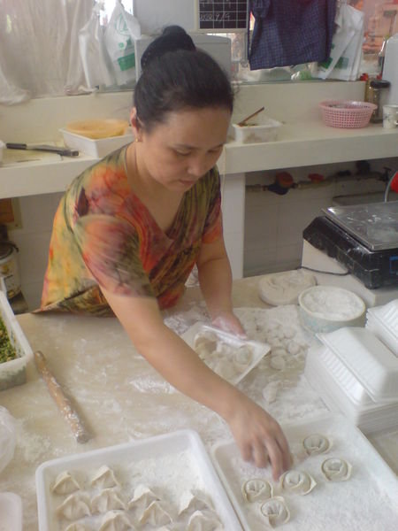 Dumpling being freshly made
