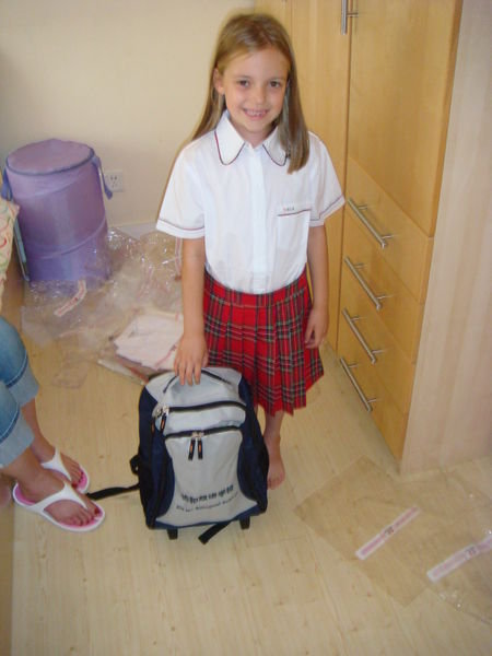 Summer outfit and schoolbag