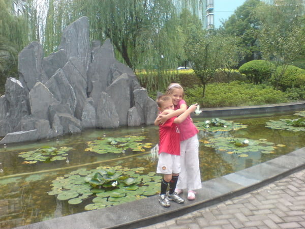 The kids at the lily pond again