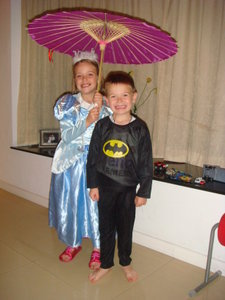 Batman and Cinderella ready for Halloween