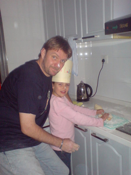 Chef Kevin and pizza lady