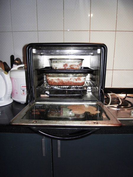 The lasagne in the mini oven!