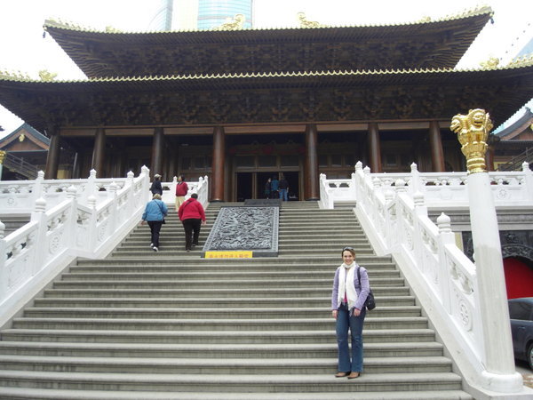 On the steps up to the top for praying