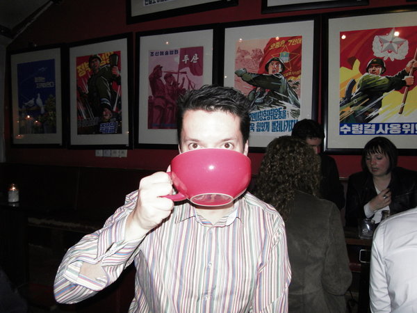 Ian hiding behind his cup