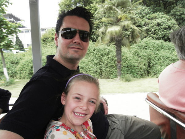 Daddy and Sophie on the buggy