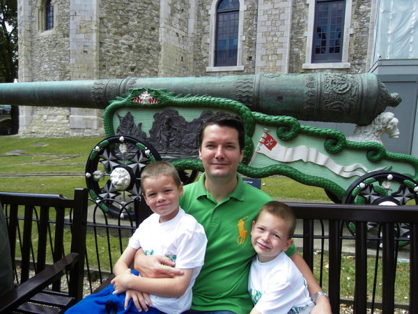 The boys requested a photo with the big gun!
