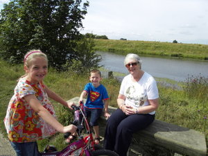 Nanny joined us for a walk along the river bank