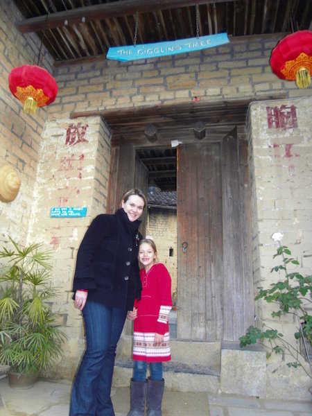 Sophie and I at the entrance to the Giggling Tree