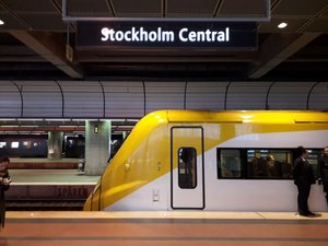Welcome to Stockholm. Pictured here is the Arlanda Airport Express train. 
