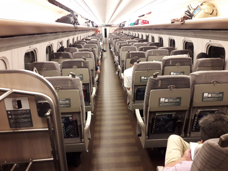The interior of the Hayabusa Shinkansen 