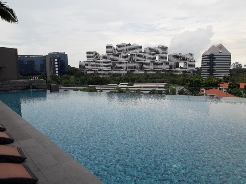 The inifinity pool overlooking The Interlace