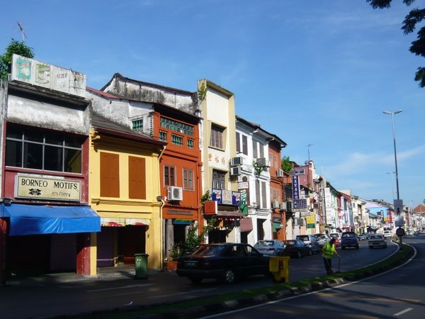Restored shophouses along the Main Bazaar of Kuching