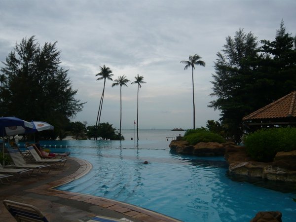 The resort's free-forming pool overlooking the sea
