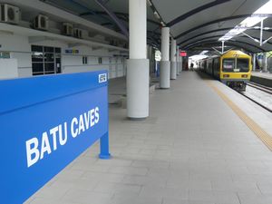 A KTM train terminates at Batu Caves