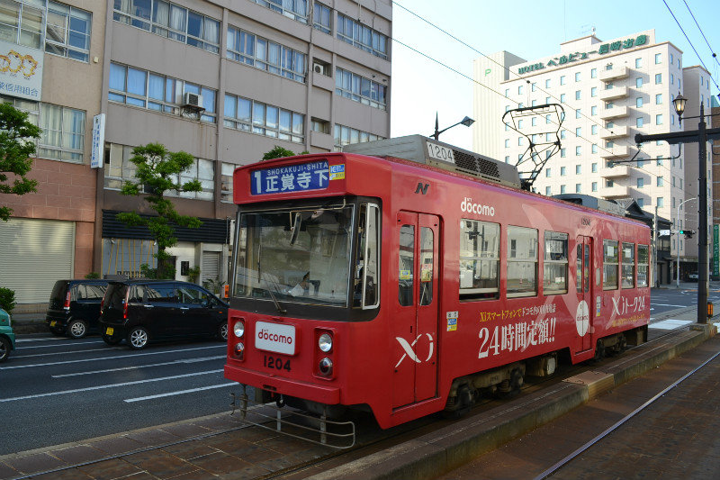 Colorful trams, city of Nagasaki