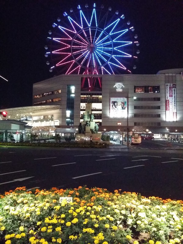 The ferris wheel that sits on top of JR Kagoshima Station