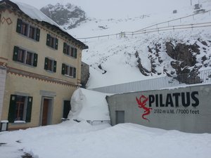 Snowy conditions at the top of Pilatus