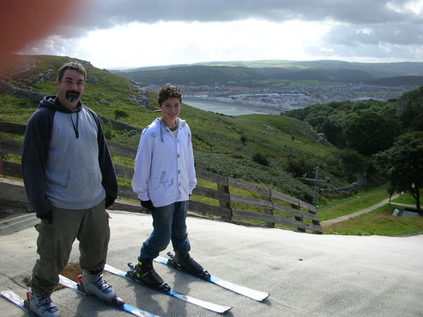 James and Taran skiing at the Great Orme