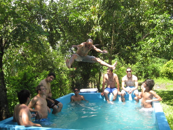 Jumping into a 3 foot pool (sounds like a great idea)