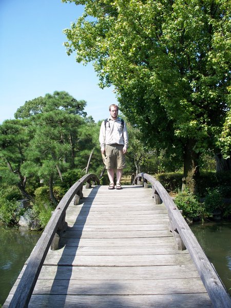 dave on bridge at Shosei-en garden
