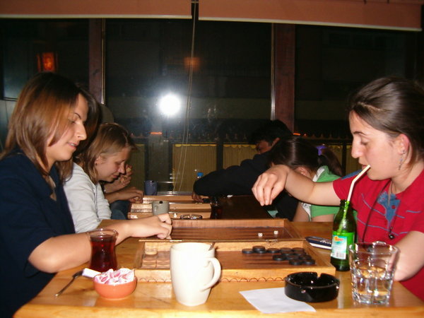 playing tavla- backgammon