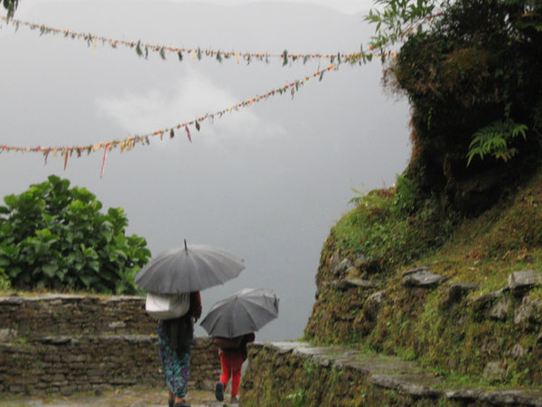 Villagers Walking in the Rain