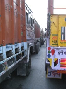 Trucks at the Nepal-Indian border