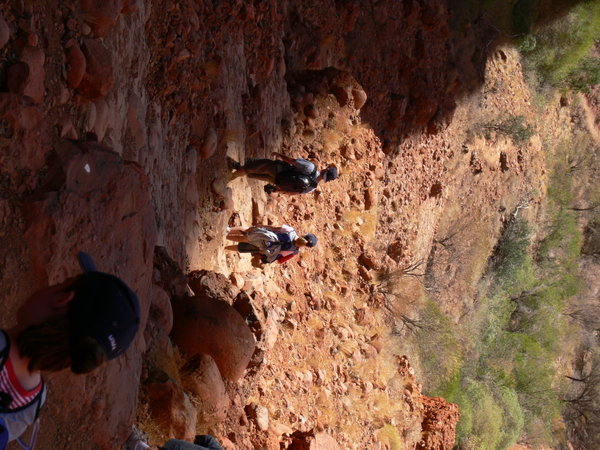 down the rocky path at the Olgas