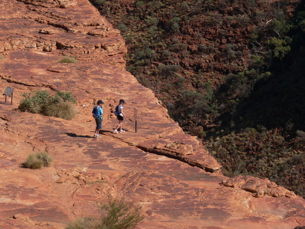 Emma & Jack near the cliffs edge at Kings Canyon