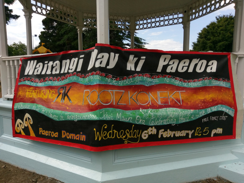 Und Mels selbstgemaltes Plakat zum Nationalfeiertag - dem Waitangi day.