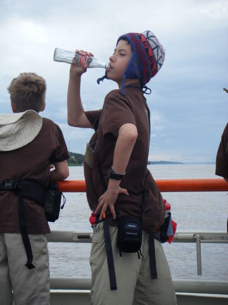 Ian with inka cola and sherpa hat