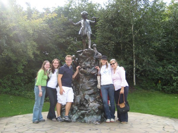 the whole group at the Peter Pan statue