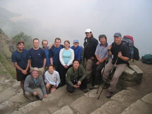 Our group waiting for the clouds to clear at Machu Picchu