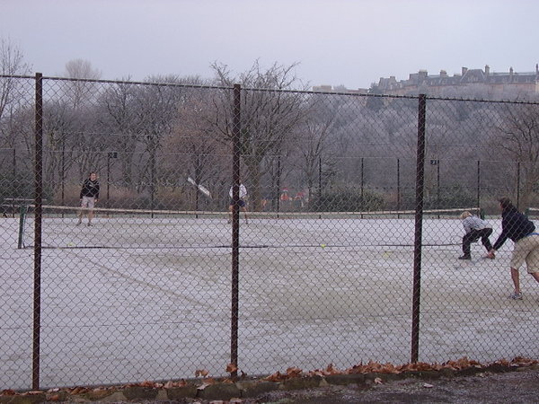 Tennis with snowballs