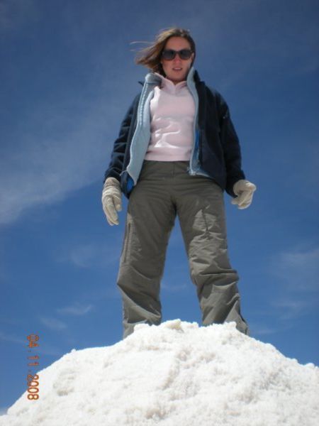 Day 4 - Chrissie on salt pile