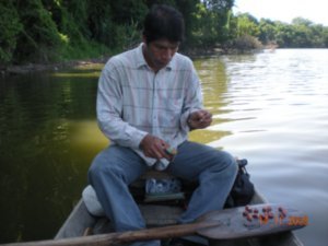Zenon prepares to fish