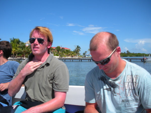 Scorched on the dive boat..Belgian dude Gas and Terry
