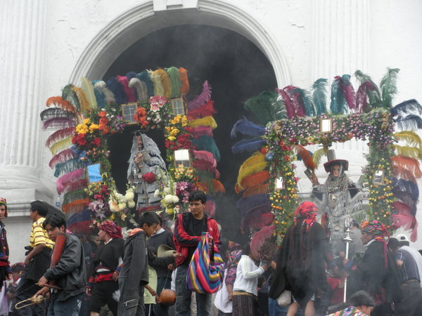 Parading holy statues around the town