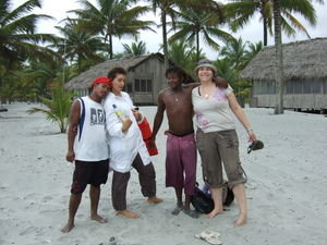 On the beach with the guides and Vanessa