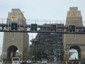 Driving into Sydney over the bridge