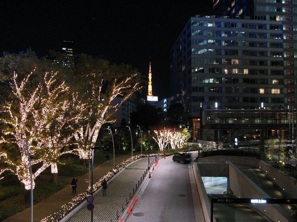 Night lights at Roppongi with Tokyo tower view