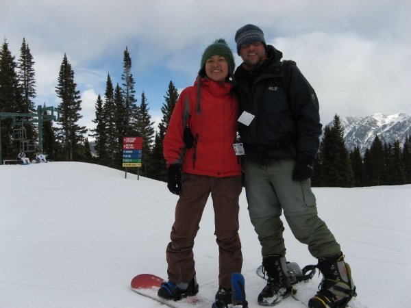 Us snowbaording in Durango mountain resort