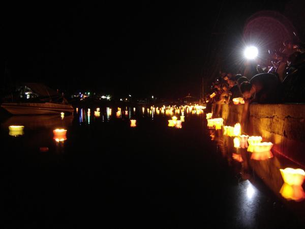 The lanterns on the river.
