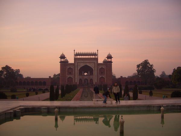 Taj entrance at sunrise