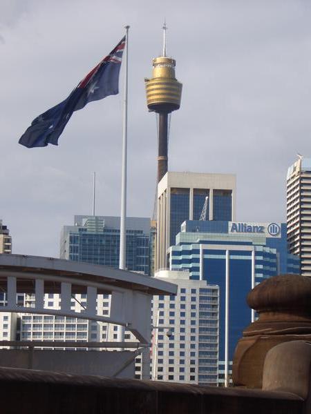 The Ozzy flag and the Sydney Tower